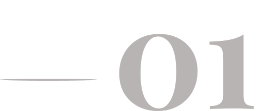 A stylized graphic displaying the number 01 in large, light-colored font with a horizontal line extending from the left side.