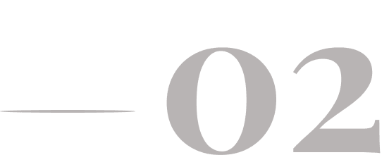 The image shows the number "02" in large font with a horizontal line extending from the left.